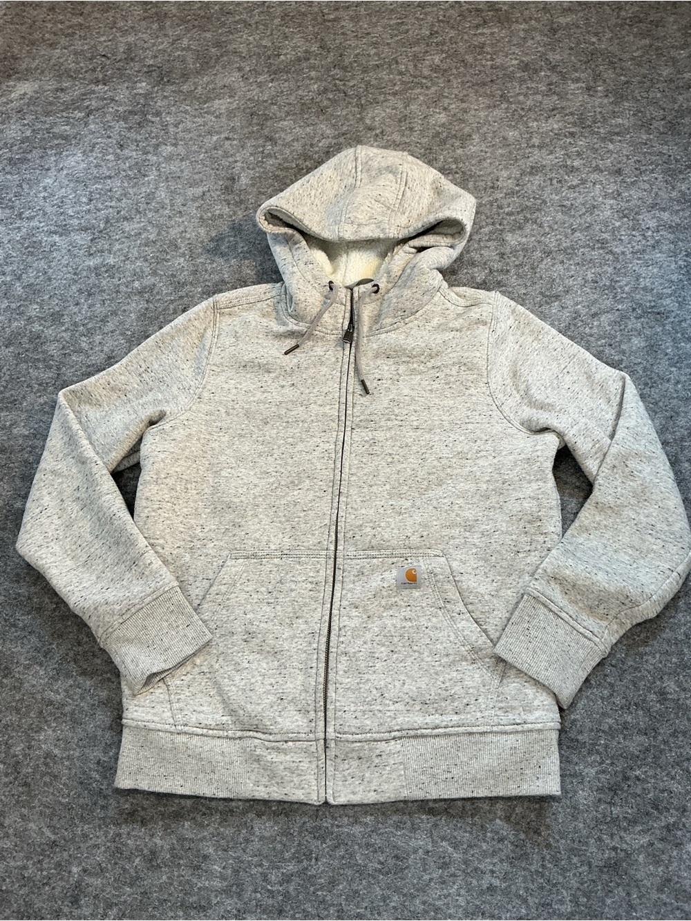 Carhartt Heather Light Gray Zip-Up Hooded Sweatshirt Size S